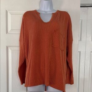 BiBi Warm Orange V-Neck Sweater